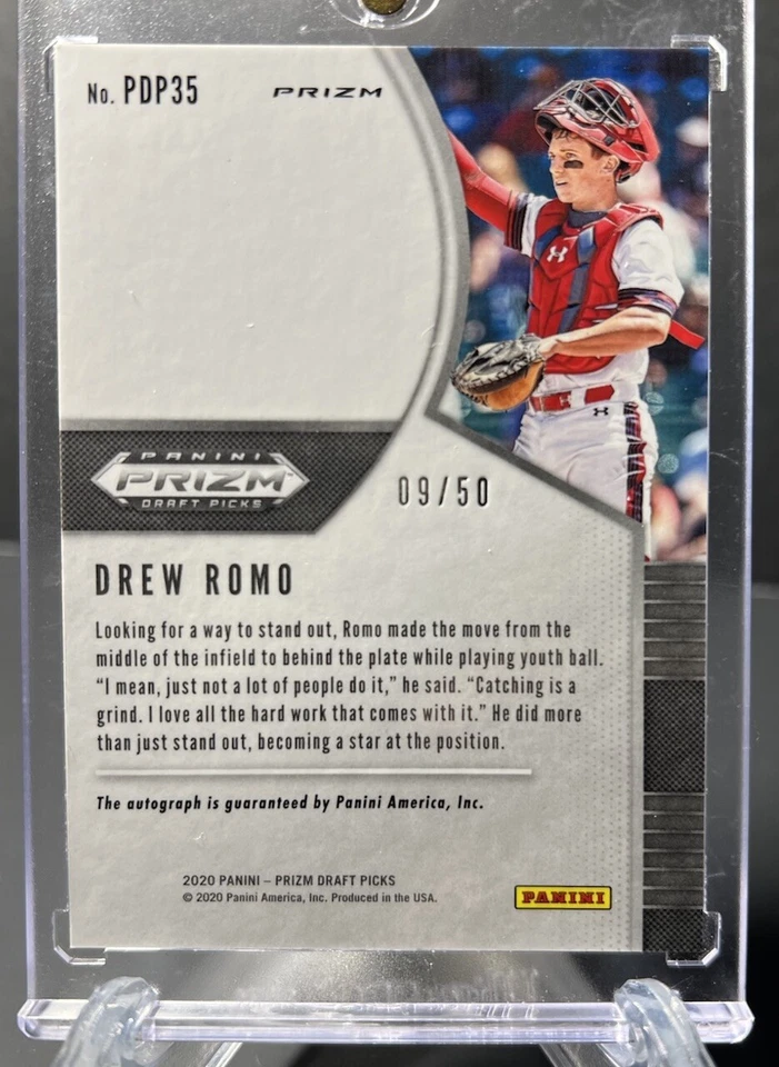 2020 Prizm Draft Picks Drew Romo White Doughnut Circles Auto /50 RC Rookie Disco - Image 2 of 2