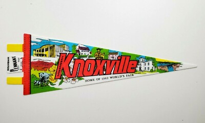 Knoxville TN Worlds Fair Smoky Mountains Souvenir Pennant Flag Vtg Tourist