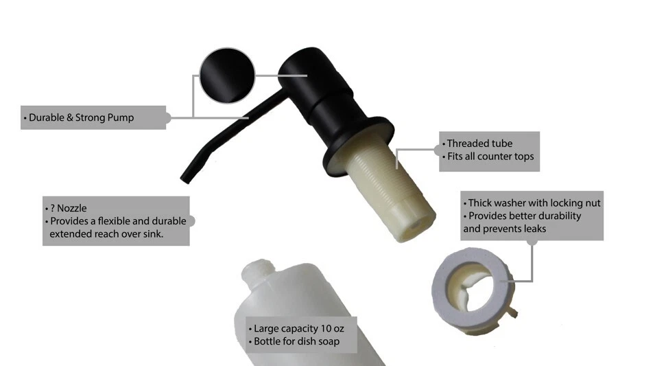 Built in Sink Soap Dispenser, Lotion Dispenser for Kitchen Sink Black Brand New - Image 4 of 4