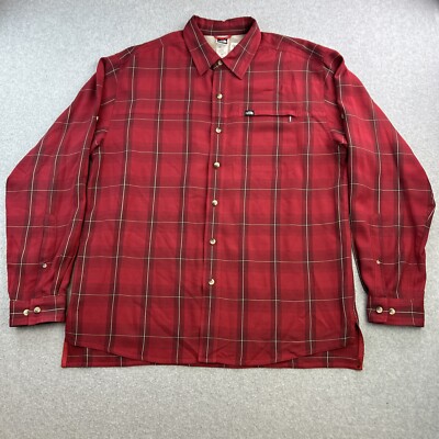 The North Face Shirt Mens Large Red Check Long Sleeve Button Up Outdoors Adult