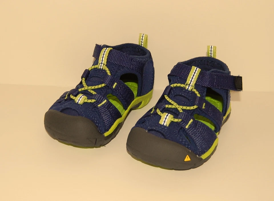 Keen Sandals 4 Seacamp Blue Lime Green NIB Shoes Toddler Hook & Loop Covered Toe - Image 2 of 4