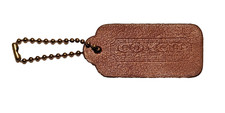 COACH Vintage Tan Brown Leather Hang Tag Charm Keychain