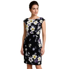 Lauren Ralph Lauren Floral Faux Wrap Jersey Sheath Spring Dress Size 8