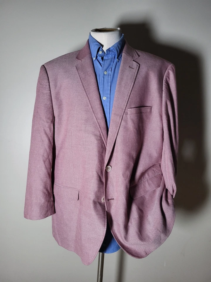 48R Marc Martin лосося розовый красный 4-сезон хлопок шерсти проверить куртка Blazer Tweedy - Изображение 3 из 4