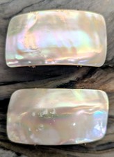 MUSI Mother of Pearl Shoe Clips-Antique 1920's Double Prong Clasp   Real Shell