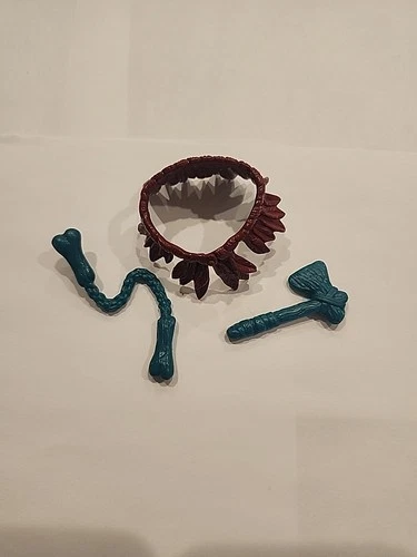 Vintage TMNT Cave Mike Ninja Turtles 1993 Accessories Grass Skirt, Nunchuck, Axe