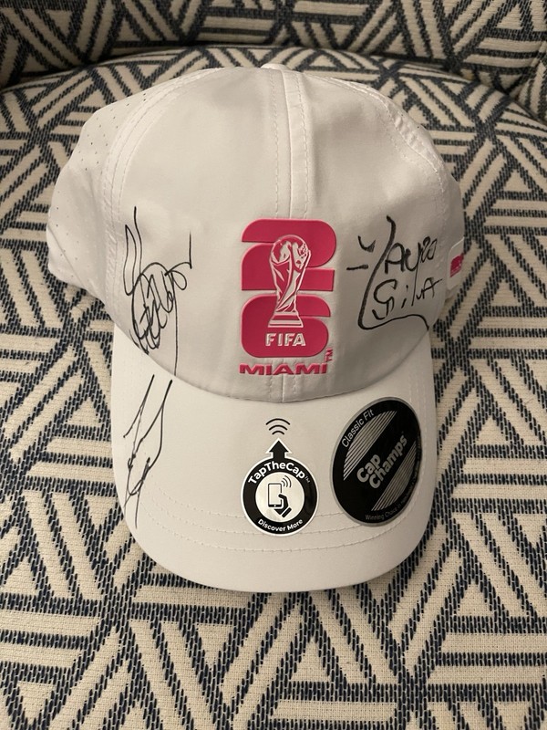 Signed FIFA Hat - Zanetti (Argentina), Trezeguet & Silva (WC Champions)