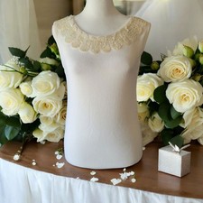 Maineliner In Helanca Sleeveless Sequin Ivory Knit Top Vintage 1960's Size 34