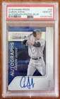 2015 Panini Prizm Autographs Aaron Judge #28 Blue On Card Auto /75 RC PSA 10
