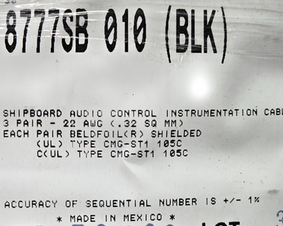 Belden 8777SB 22/3P Shipboard Shielded Audio/Instrumentation Cable LSZH /10ft