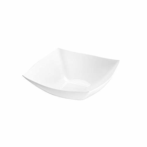 32 oz White Square Bowls - Disposable Plastic Bowls Bulk Case of 50 - Catering