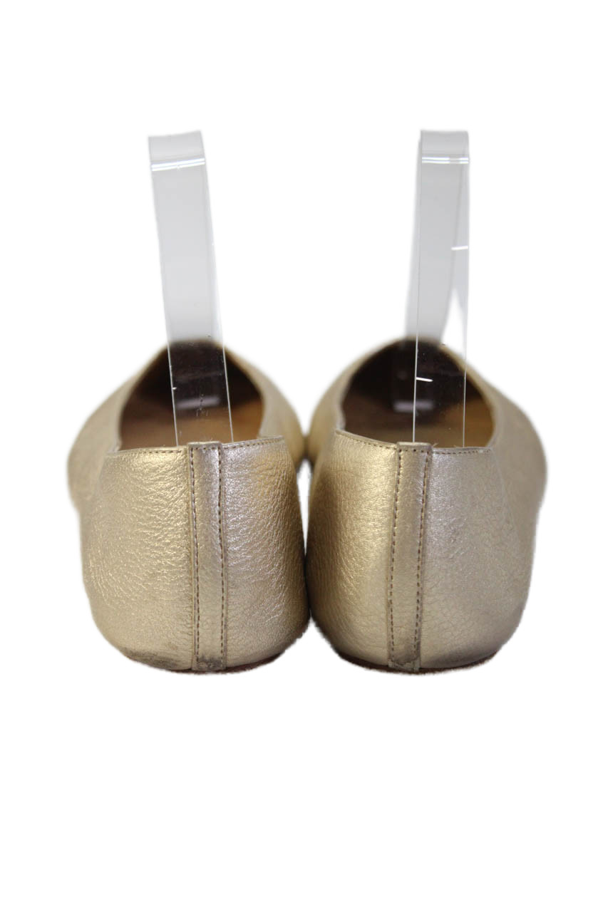 KORS Michael Kors Womens Leather Slide On Ballet Flats Gold Size 8 Medium thumbnail 3
