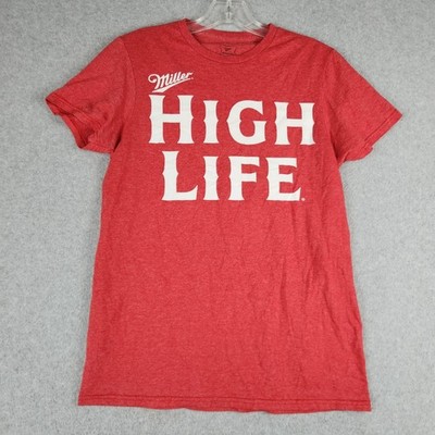 Miller High Life T-Shirt Womens S Red Cotton Short Sleeve Comfortable Crewneck