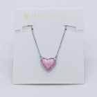 New Kendra Scott Ari Heart Silver Necklace in Pink Opal