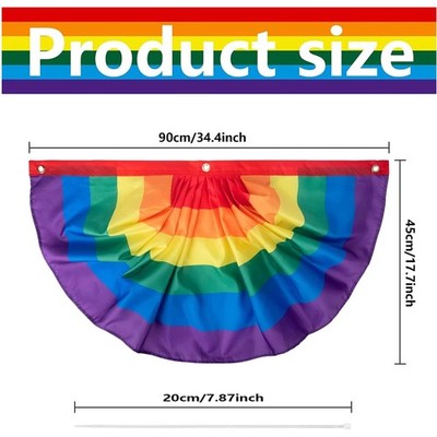 Rainbow Pleated Fan Flag - 3x1.5 Ft Outdoor Hanging Decor
