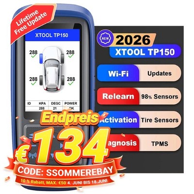 XTOOL TP150 KFZ WIFI TPMS OBD2 Diagnosegerät RDKS Programmier Reifendrucksensor