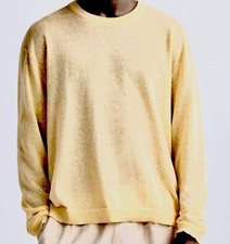 Zara Yellow Linen Blend Men  s Lightweight Sweater NEW NWOT