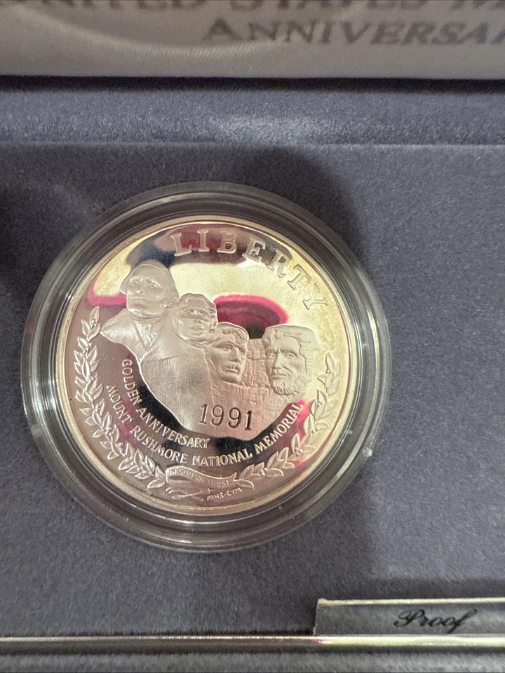 1991-S U.S. Mint Mount Rushmore Anniversary Two (2) Coin Proof Set w/ Box & COA - Image 2 of 4