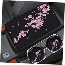 Auto Center Console Cover Pad+ 2 Coasters, Stylish Pattern Soft Cherry Blossom
