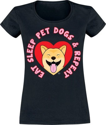 Goodie Two Sleeves T-Shirt Damen Eat Sleep Pet Dogs Repeat schwarz XL