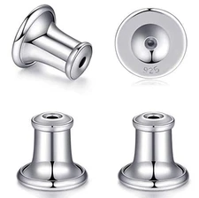 2 Pairs Sterling Silver Stud Earring Backs, Hypoallergenic, Secure Locking