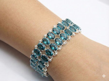 London Blue Topaz Bracelet 925 Sterling Silver Handmade Jewelry Gemstone Gift