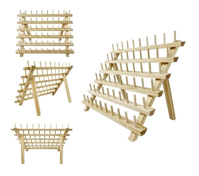 60 Spools Wooden Thread Rack/Braiding Hair Rack/Thread Holder Organizer with ...