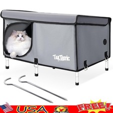 Waterproof Outdoor Cat Shelter Elevated Design Cozy Portable Cat House 2-3 Cats