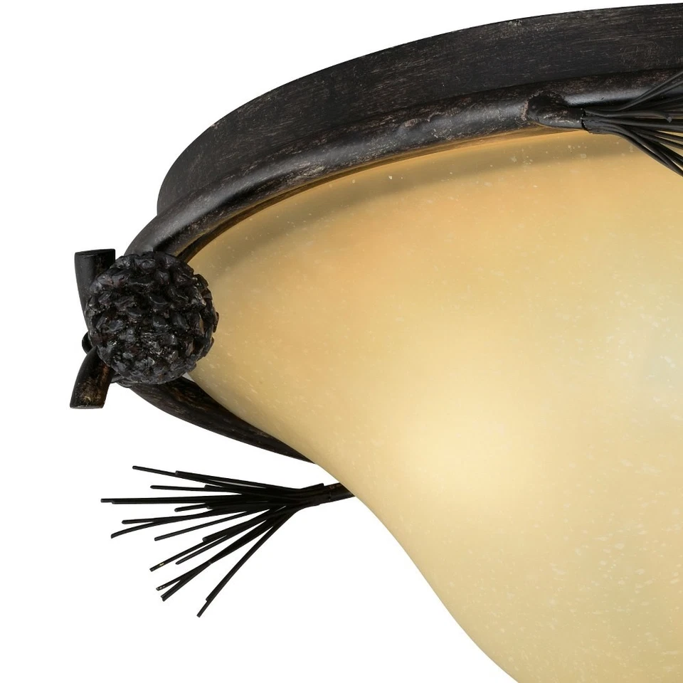 Sierra 3-Light Flush Mount in Rustic and Dome Style 9 Inches Tall and 15.5 - Image 2 of 4