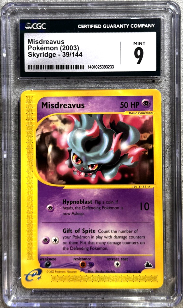 Pokemon Card Misdreavus CGC 9 Mint, e-Reader Skyridge 39/144, 2003 (1)