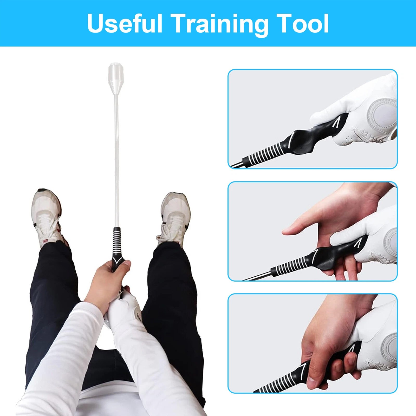 2PCS Right-Hand Golf Swing Training Grip Standard Teaching Aid Warm Up Trainer