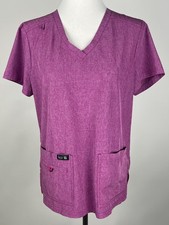 KOI Basics 'Becca' S/S Soft Stretchy Microfiber Scrub Top - M, Heather Plum
