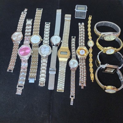 Vintage watch jewelry lot modern silver gold tone REPAIR BROKEN 14 pcs 1.6 lbs