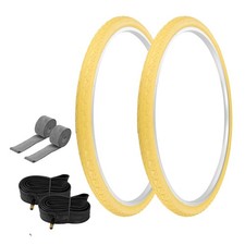 PRO TIRES 700 x 40 Yellow P-1134 W/TUBES RIM STRIPS 33mm Schrader Valve