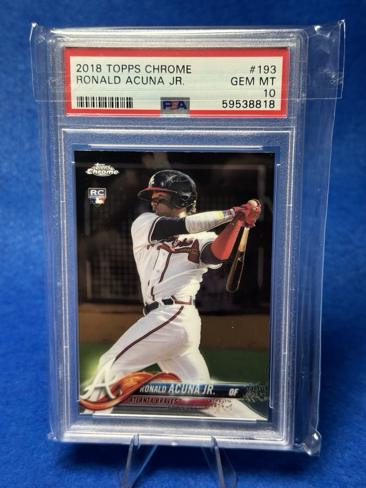 Ronald Acuna Jr. 2018 TOPPS CHROME RC Card #193 - PSA 10 GEM MINT