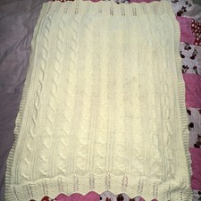 Vtg Hand Made Knitted Crochet Afghan Throw Baby Blanket Buttery Soft Yellow