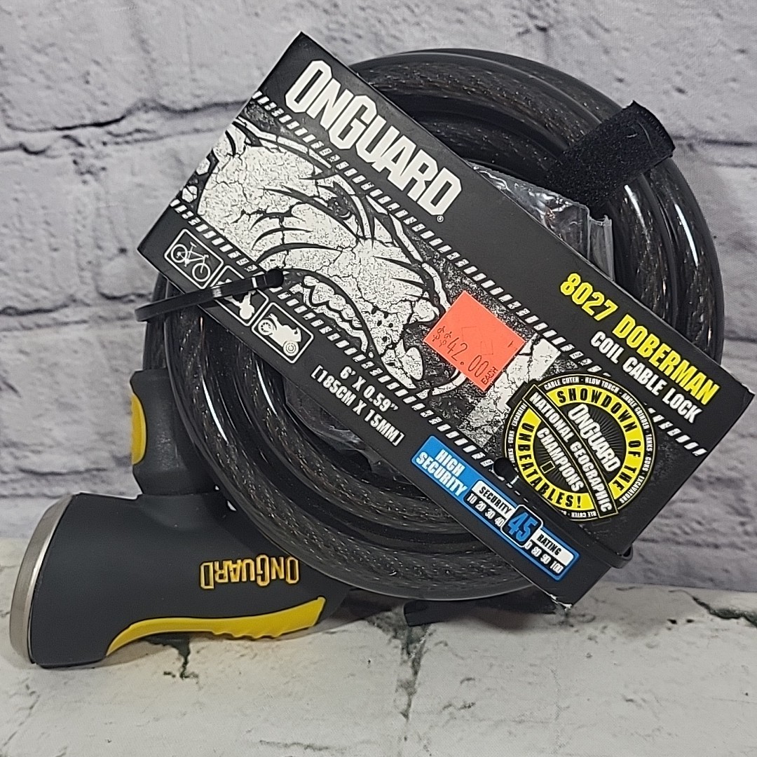 On Guard 8027 Doberman Coil Cable Bike Lock 6ft Heavy Duty High