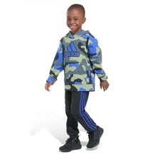 Adidas Boys Camo Hoodie and Joggers 2-Piece Set Green Blue Black Size 4 AG6609C