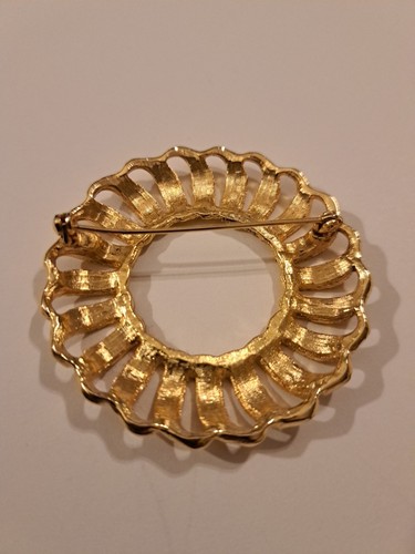 Broche broche corona círculo geométrico vintage tono dorado disfraz joyería patrimonial - Imagen 9 de 10