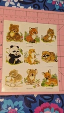Vintage Gibson Stickers Cute Animals Koala Panda Fox Raccoon Deer 1 Sheet