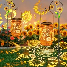 2 Pack Sunflower Solar Lanterns Garden Decor, Birthday Gifts for Women Mom Gr...