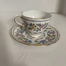 RARE Grosvenor Bone China England Demitasse Teacup And Saucer Floral #9976