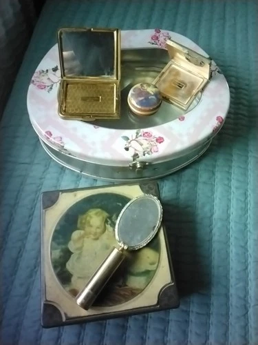 Lot Of Vintage Tins, Mirrors And Boxes