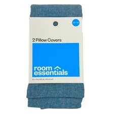 Room Essentials Pillow Covers Square 16 x 16 Blue Zippered