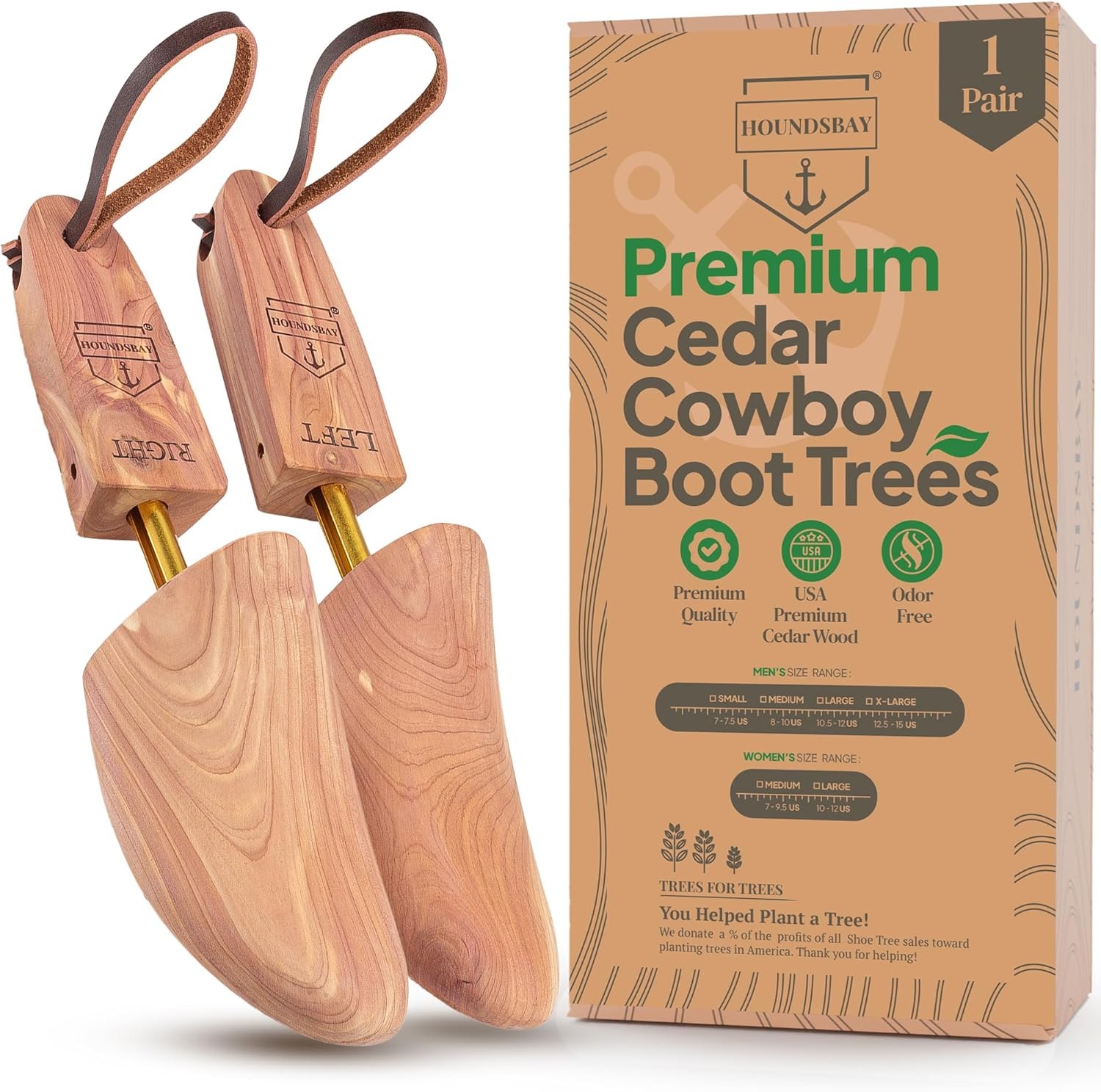 HOUNDSBAY Boot Trees, Cedar Boot Tree for Men, Shoe Tree for Boots, Boot Stretch