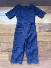 Janie And Jack Navy Blue Lace Romper Elegant Toddler Size 4