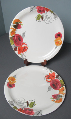 2 Servewell 11'' Dinner Chop Plates - 100% Melamine - Roses - India - e6 sb