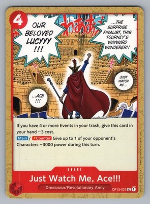 JUST WATCH ME, ACE!!! OP15-021 UC ONE PIECE NM EB04=1