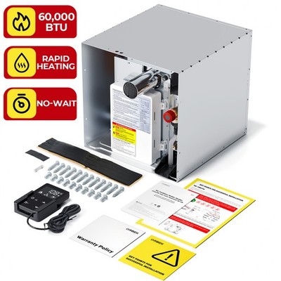 RV Tankless Water Heater Propane Gas 3.5 GPM 60,000 BTU with Remote Controller