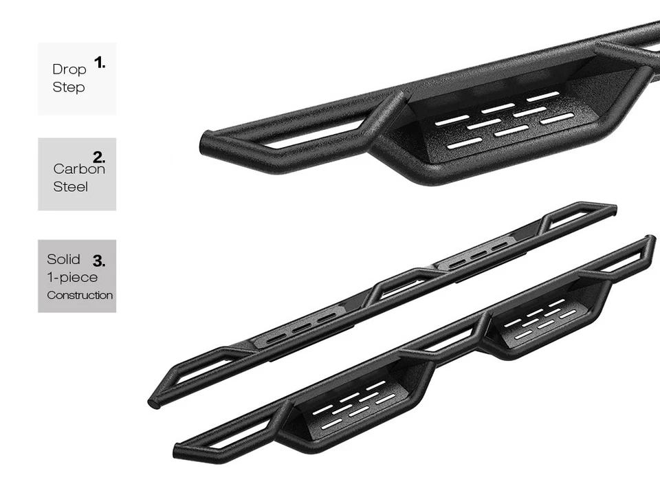 Black Side Step Nerf Bars For 01-07 Chevy Silverado GMC Sierra Crew Cab - Image 3 of 4
